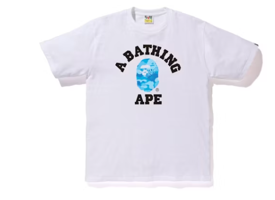 BAPE Fire Camo College Tee White/Blue