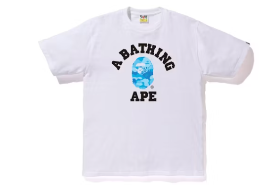 BAPE Fire Camo College Tee White Blue Wpgsneaker