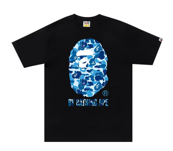 BAPE ABC Camo Big Ape Head Tee 'Black/Blue'