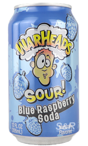 Warheads Sour Blue Raspberry Soda (IN STOCK. IN STORE ONLY)