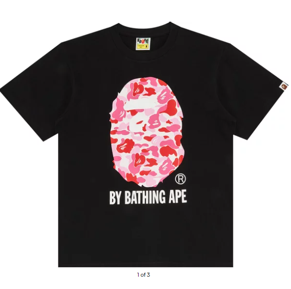 BAPE ABC Camo Big Ape Head Tee 'Black/Pink'