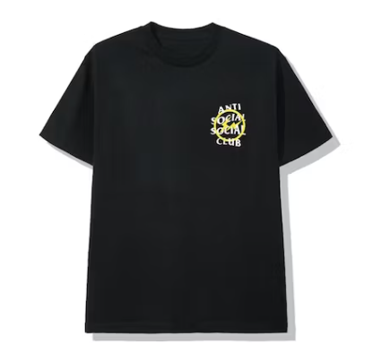 Anti Social Social Club x Fragment Yellow Bolt Tee Black