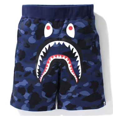 BAPE Color Camo Shark Sweat Shorts (SS21) Navy
