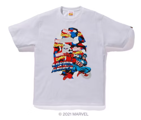 BAPE x Marvel Comics Camo Captain America Tee White (2021)