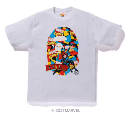 BAPE x Marvel Comics Camo Back Widow Tee White (2021)