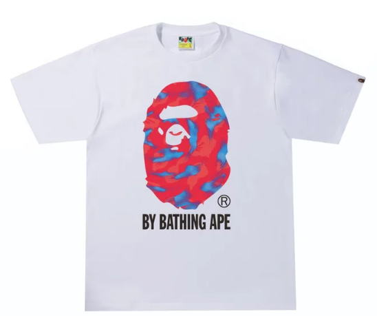 BAPE Stroke Camo by Bathing Ape Tee White/Red