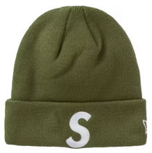 Load image into Gallery viewer, Supreme New Era S Logo Beanie Olive
