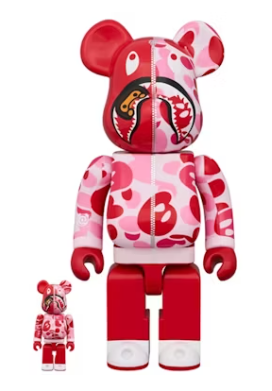 Bearbrick x BAPE Baby Milo(R) Camo Shark 100% & 400% Set Pink