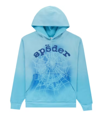 Sp5der OG Web V2 Spray Hoodie Light Blue