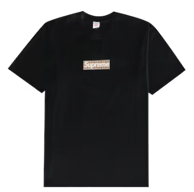 Supreme Burberry Box Logo Tee Black