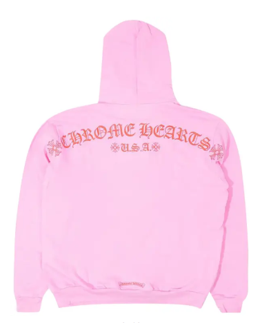 Chrome Hearts Red Logo Hoodie Pink