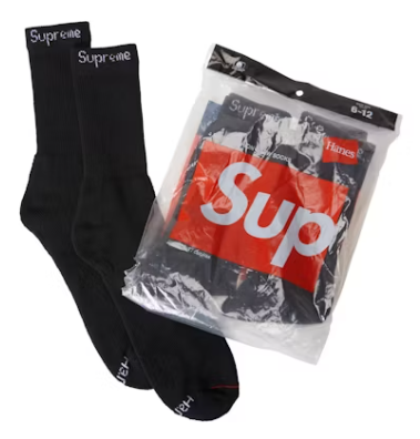 Supreme Hanes Socks (4 Pack) Black