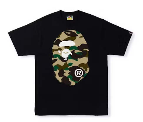 BAPE 1st Camo Big Ape Head Tee Black Yellow