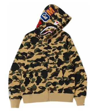 BAPE 1st Camo Shark Full Zip Hoodie Yellow