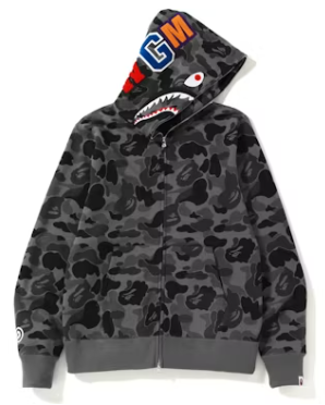 BAPE ABC Camo Shark Full Zip Hoodie Black – Wpgsneaker