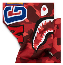 Load image into Gallery viewer, BAPE Color Camo Shark Full Zip Hoodie Red
