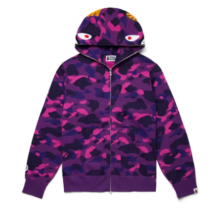 BAPE Color Camo Shark Full Zip Hoodie Purple