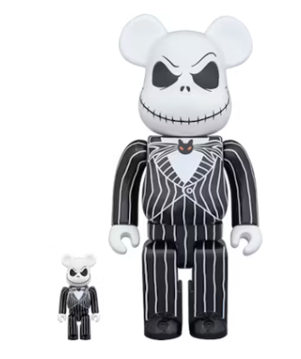 Bearbrick x Disney Tim Burton's The Nightmare Before Christmas Jack Skellington 100% & 400% Set Black