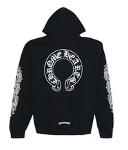 Load image into Gallery viewer, Chrome Hearts Horse Shoe Floral Hoodie Black
