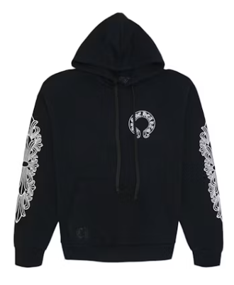 Chrome Hearts Horse Shoe Floral Hoodie Black
