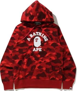 BAPE Color Camo College Pullover Hoodie SS21 Red