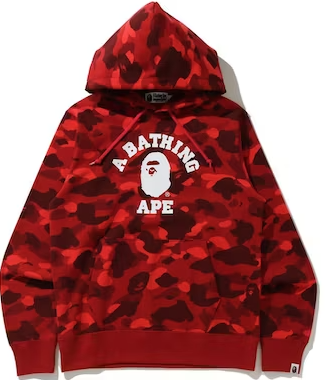 BAPE Color Camo College Pullover Hoodie (SS21) Red