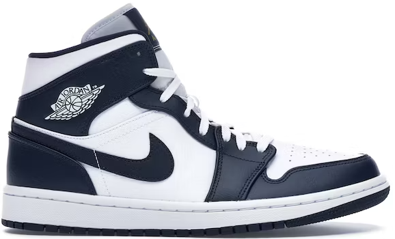 Jordan 1 Mid White Metallic Gold Obsidian