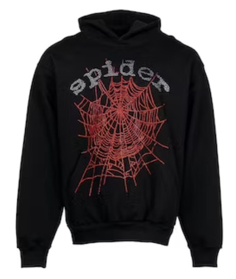 Sp5der OG Rhinestone Logo Hoodie Black