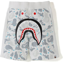 Load image into Gallery viewer, BAPE Space Camo Shark Sweat Shorts (SS21) White
